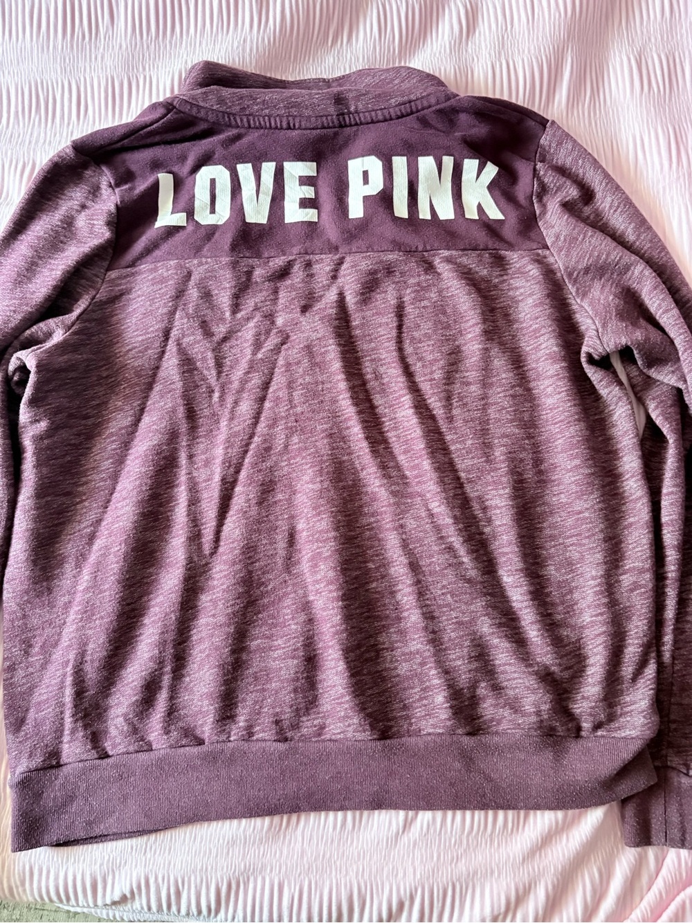 PINK Victoria's Secret Marled Plum Quarter-Zip Pullover for Kids - Picture 3 of 4